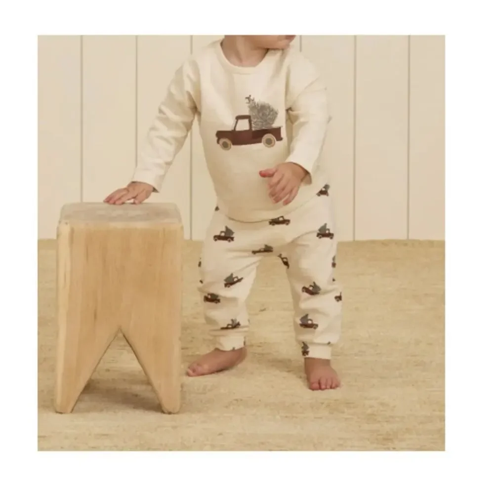 Rylee + Cru Baby Cream Brown Trucks Pants Size 6-12 M